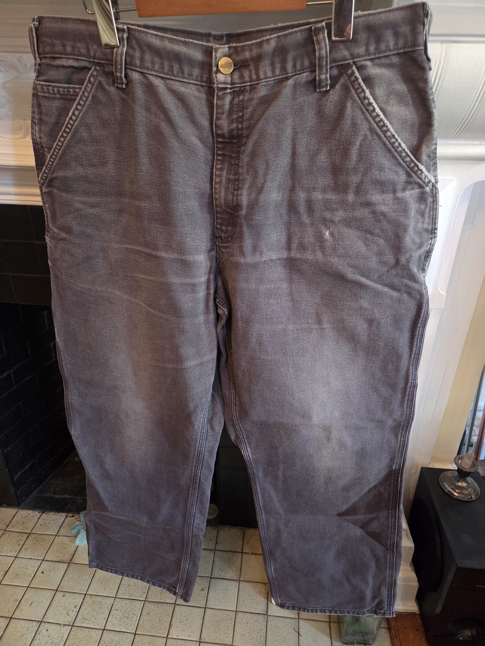 Carhartt B11 Dungaree Fit canvas work pants 35x30 Peat BLK